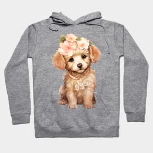 Watercolor Poodle Dog with Head Wreath Hoodie